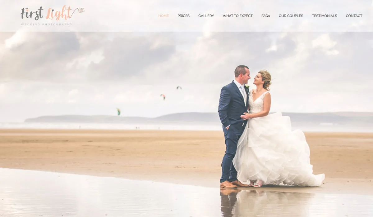 First Light Wedding Photography website design project