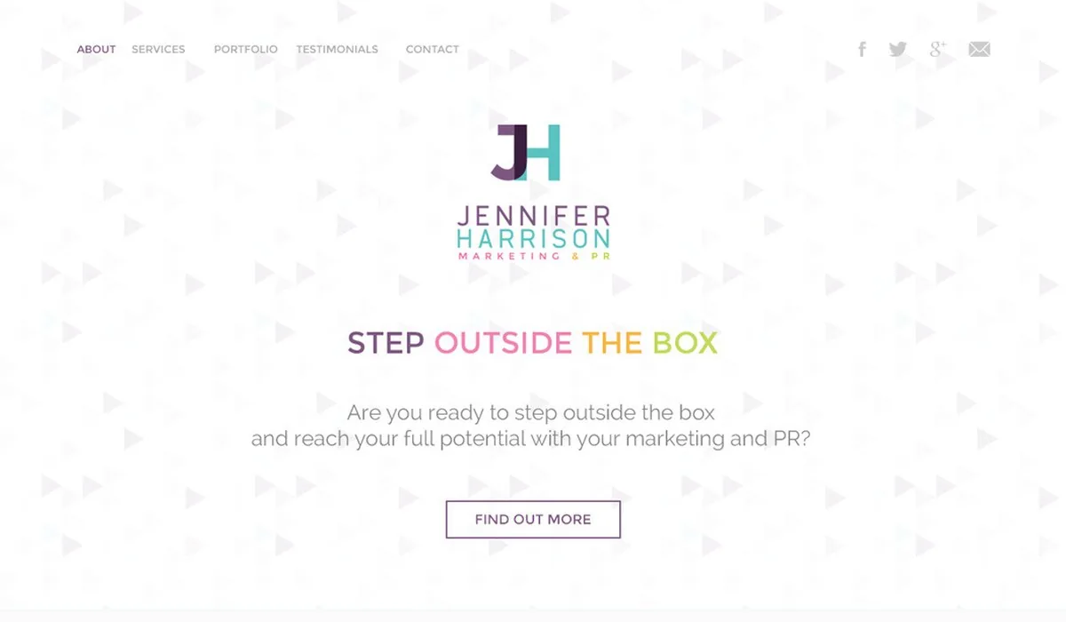Jennifer Harrison Marketing & PR website design project